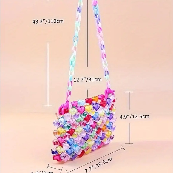 Colorful Acrylic Heart Beaded Crossbody Bag - Picture 7 of 7